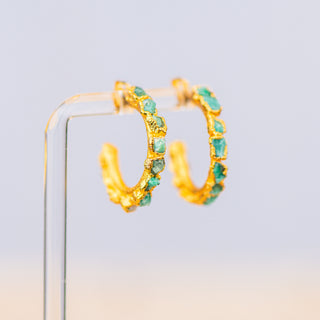 Emerald Gems Hoop Earrings