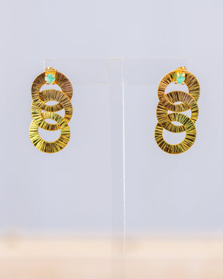 Emerald Trio Circle Earrings