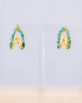 Emerald Gem Double Hoop Earrings
