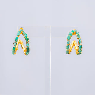 Emerald Gem Double Hoop Earrings