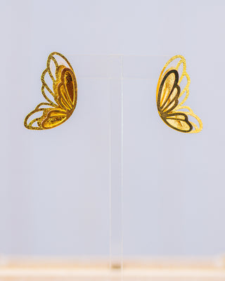 Golden Flying Butterfly Stud Earrings