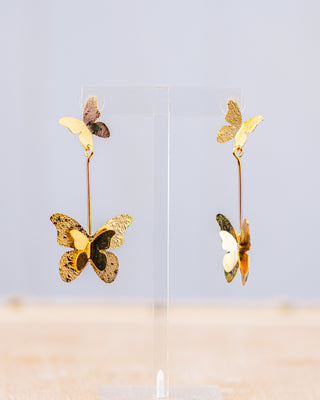 Golden Butterfly on a string Earrings
