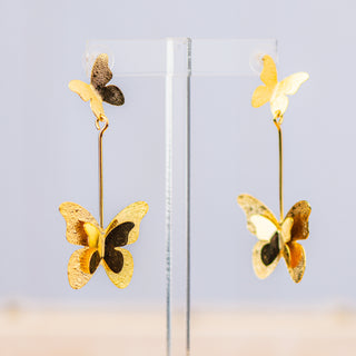 Golden Butterfly on a string Earrings