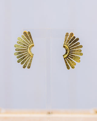 Maxi Half-Sun Golden Stud Earrings