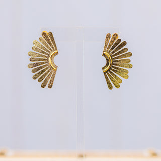 Maxi Half-Sun Golden Stud Earrings