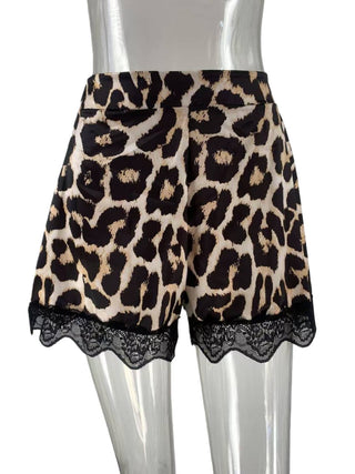Leopard print lace trim  boxer shorts