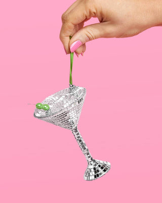 Disco Martini Ornament - silver disco ornament, Christmas Decorations
