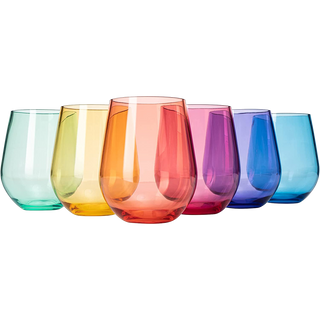 Unbreakable Colored Stemless Wine Glasses Italian Style Shape Shatterproof Tritan Bpa Free Plast