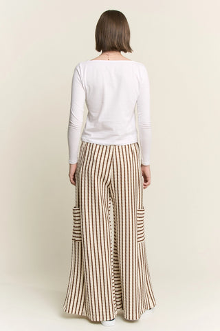 Cozy Chic Terry Stripe Pants - Mocha