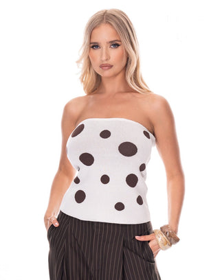 Polka Pop Tube Top - White