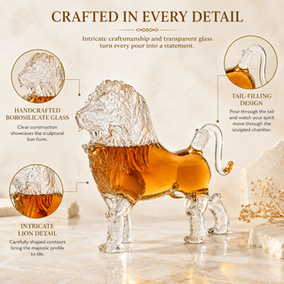 Lion Animal Whiskey And Wine Decanter Premium Barware Gift Elegant Drinkware Collection