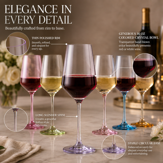 Colored Wine Glasses Premium Barware Gift Elegant Drinkware Collection
