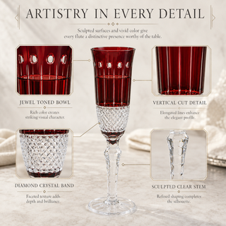 Multicolor Crystal Italian Design Flutes 4 Set 5OZ 9 H Cocktail Champagne Glassware