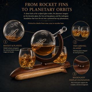 Rocket Whiskey Decanter Set Premium Barware Gift Elegant Drinkware Collection