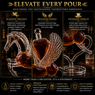 Pegasus Crystal Decanter For Wine Whiskey By 12 Tall For Spirits Whiskey Scotch Bour