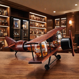 Whiskey Decanter Airplane Set Premium Barware Gift Elegant Drinkware Collection
