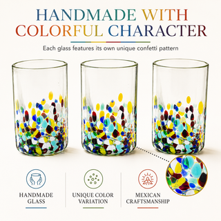 Hand Blown Mexican Drinking Glasses Premium Barware Gift Elegant Drinkware Collection