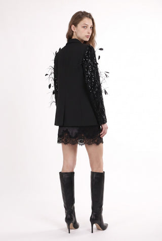 Luxe Feathered Sparkle Blazer