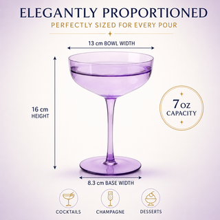 Colored Coupe Glasses Set Of 6 7 Oz Classic Cocktail Glassware For Champagne Martini Manhattan Cosmo
