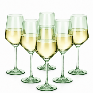 Set Of 6 Green Colored Wine Glasses 12 Oz Hand Blown Italian Style Crystal Bordeaux Wine Glasses Pre