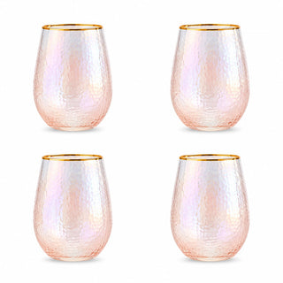 Lustered Iridescent Stemless Wine Glasses Premium Barware Gift