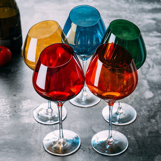 Slanted Rim Colored Wine Glasses By Set Of 5 Stylish And Slant Rim Wine Glasses For