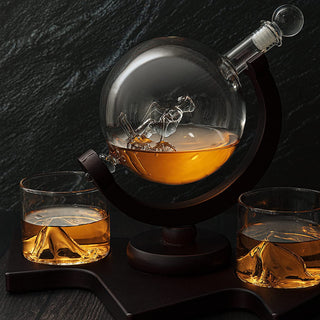 Ski Wine And Whiskey Decanter 850ML With 2 Glacier Mountain Glasses By 14 Long For W