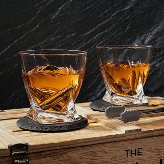 Luxurious Twist Glasses With Bullet Whiskey Stones Set Of 2 10OZ Twist Whiskey Glass