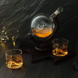 Ski Wine And Whiskey Decanter 850ML With 2 Glacier Mountain Glasses By 14 Long For W