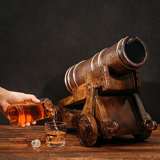 Cannon Wine Whiskey Decanter Set With Cannon Ball Whiskey Chillers 21 L By