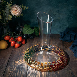 Art Deco Stained Glass Renaissance Wine Decanter By 60 Oz Hand Blown Lead Free Decor