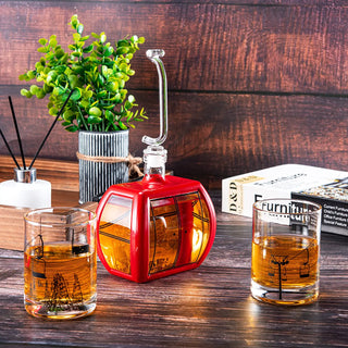 Gondola Wine Whiskey Decanter 34 Oz Two 10 Oz Chairlift Glasses Alaska Gifts Skiier