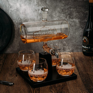 Los Angeles City Of Dreams Wine Whiskey Decanter Set 1100ML By With 4 Whiskey Glasse