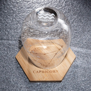 Set Of 2 Zodiac Sign Wine Glasses With 2 Wooden Coasters By Astrology Drinking Glass