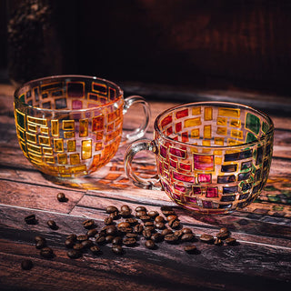 Renaissance Stained Glass Coffee Cup Mug Set Of 2 By Festive Colorful Coffee Cups St