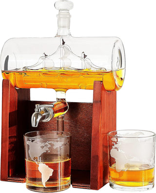 Whiskey Wine Decanter Set 1250ML With 2 Whiskey Glasses Liquor Dispenser For Home Bar Ship Whiskey
