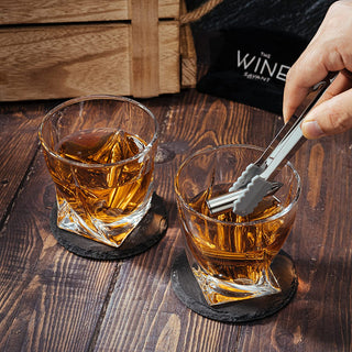 Luxurious Twist Glasses With Bullet Whiskey Stones Set Of 2 10OZ Twist Whiskey Glass