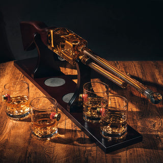 Shotgun Wine Whiskey Decanter Set 20OZ With Bullet Glasses By Firearm Shooting Gun G