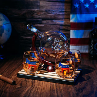 Democratic Party Wine Whiskey Decanter Set Proud Democrat Vote Blue Election Decor Washington Dc Pol