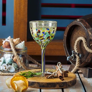 Pebble Confetti Mexican Luxury Hand Blown Wine Glasses Premium Barware Gift