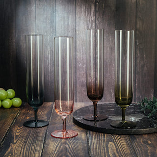 Tall Muted Colors Beautiful Champagne Flutes 10 Stemmed Set Of 4 10 5 Oz Elegant Gla