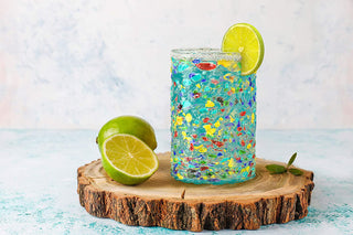 Hand Blown Mexican Drinking Glasses Confetti Premium Barware Gift