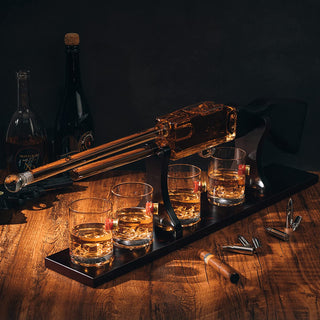 Shotgun Wine Whiskey Decanter Set 20OZ With Bullet Glasses By Firearm Shooting Gun G