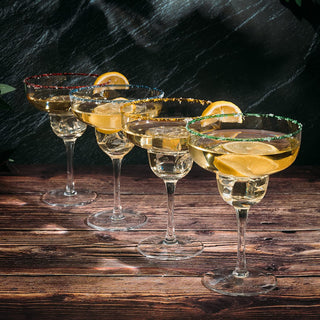Margarita Cocktail Glasses Party Colored Rims Cocktail Glasses 12OZ Set Of 4 By Fies