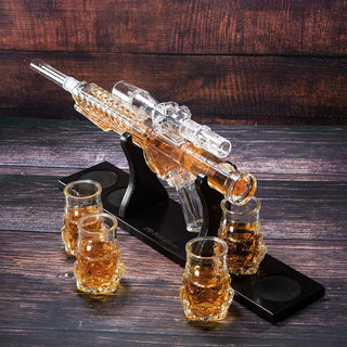 Blaster Gun Whiskey Wine Decanter Set Glasses Elegant Blaster Whiskey Decanter 24 With 4 Whiskey Gla