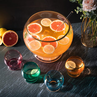 Colorful 3 Gallon Punch Bowl With 4 10OZ Glasses Set With Ladle By 12 H 8 D Colored