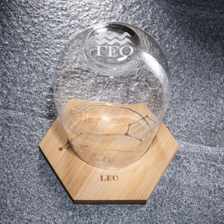 Set Of 2 Zodiac Sign Wine Glasses With 2 Wooden Coasters By Astrology Drinking Glass