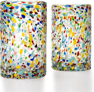 Hand Blown Mexican Drinking Glasses Confetti Premium Barware Gift