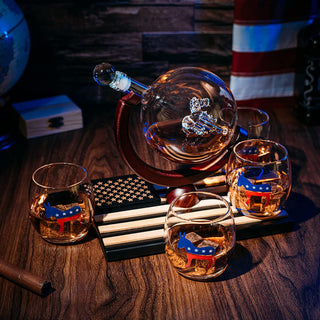 Democratic Party Wine Whiskey Decanter Set Proud Democrat Vote Blue Election Decor Washington Dc Pol