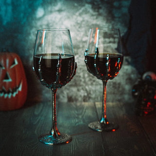 Stemmed Skeleton Wine Glasses Set Of 2 By Skeleton Hand Glasses 9 H Goth Gifts Skele